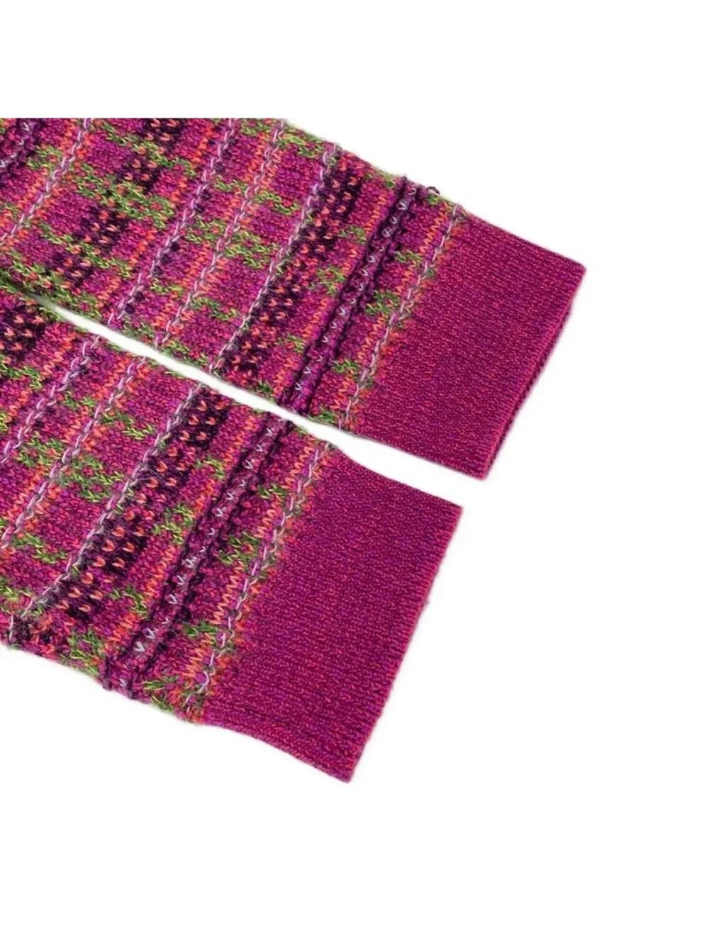 Chanel Cardigan 38 M Pink Long Sleeve Plaid Cashmere